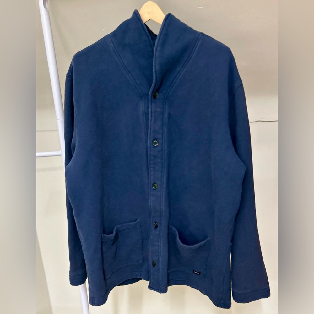 Men’s XXL RVCA Heavy Cotton Terry Shawl Collar Button Front Cardigan